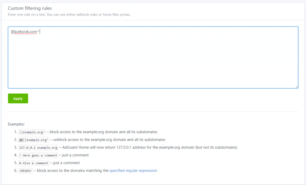 AdGuard Home - Manual domain filtering