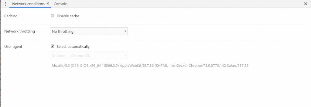 Chrome - Remove Automatically Select of user agent