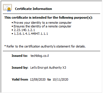 Let's Encrypt Certificate info