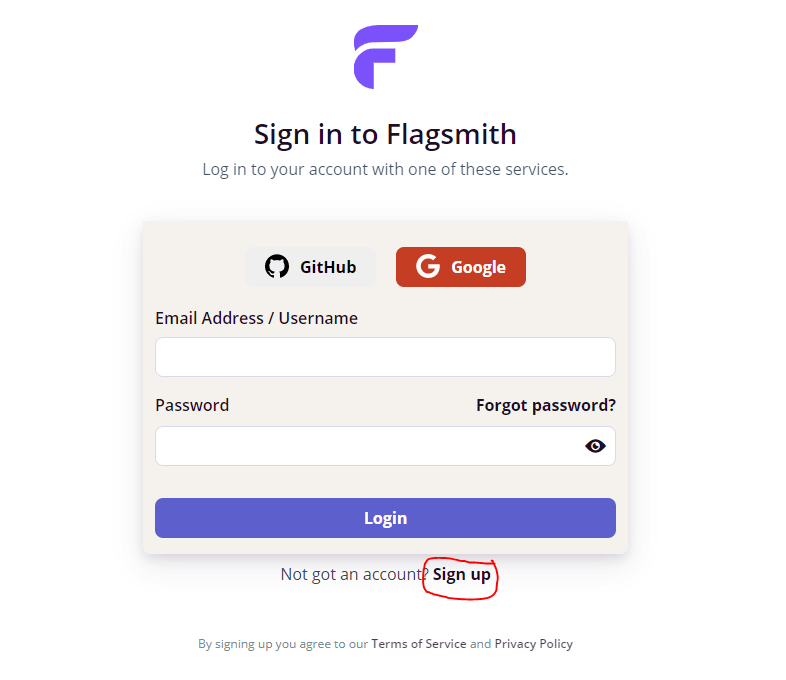 Flagsmith login page - techblog