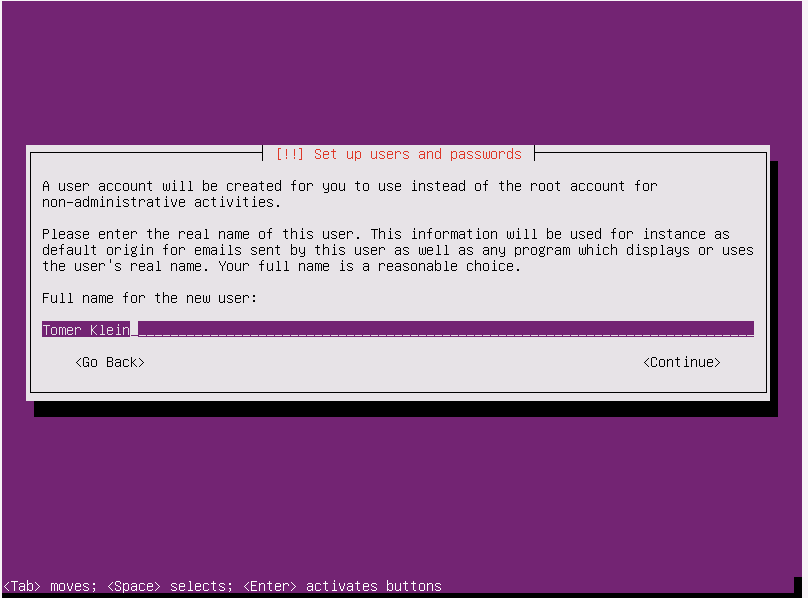 Ubuntu Server Setup - Set user